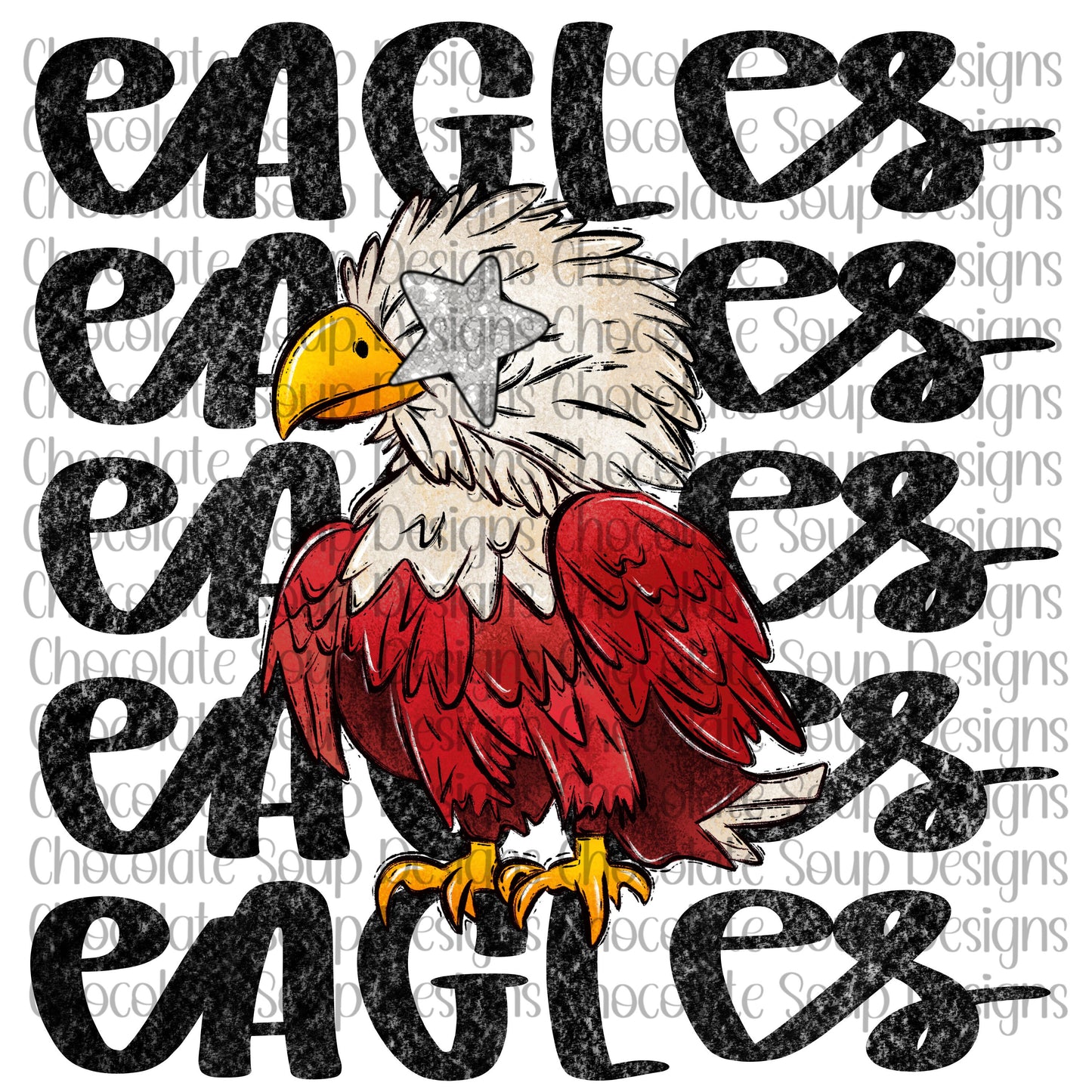 Eagles Preppy Mascot-Red Silver