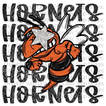 Hornets Preppy Mascot-Burnt Orange Silver