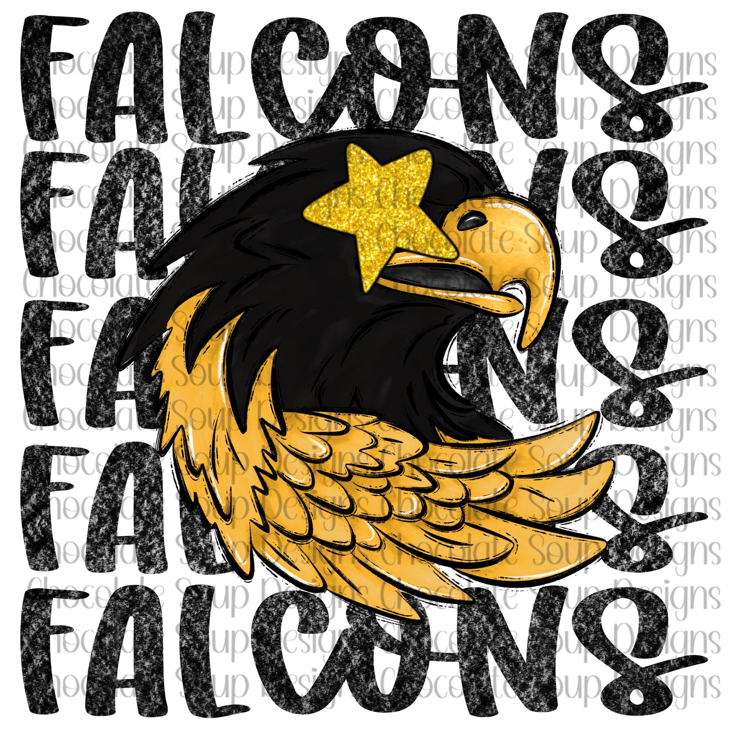 Falcons Preppy Mascot-Gold Black