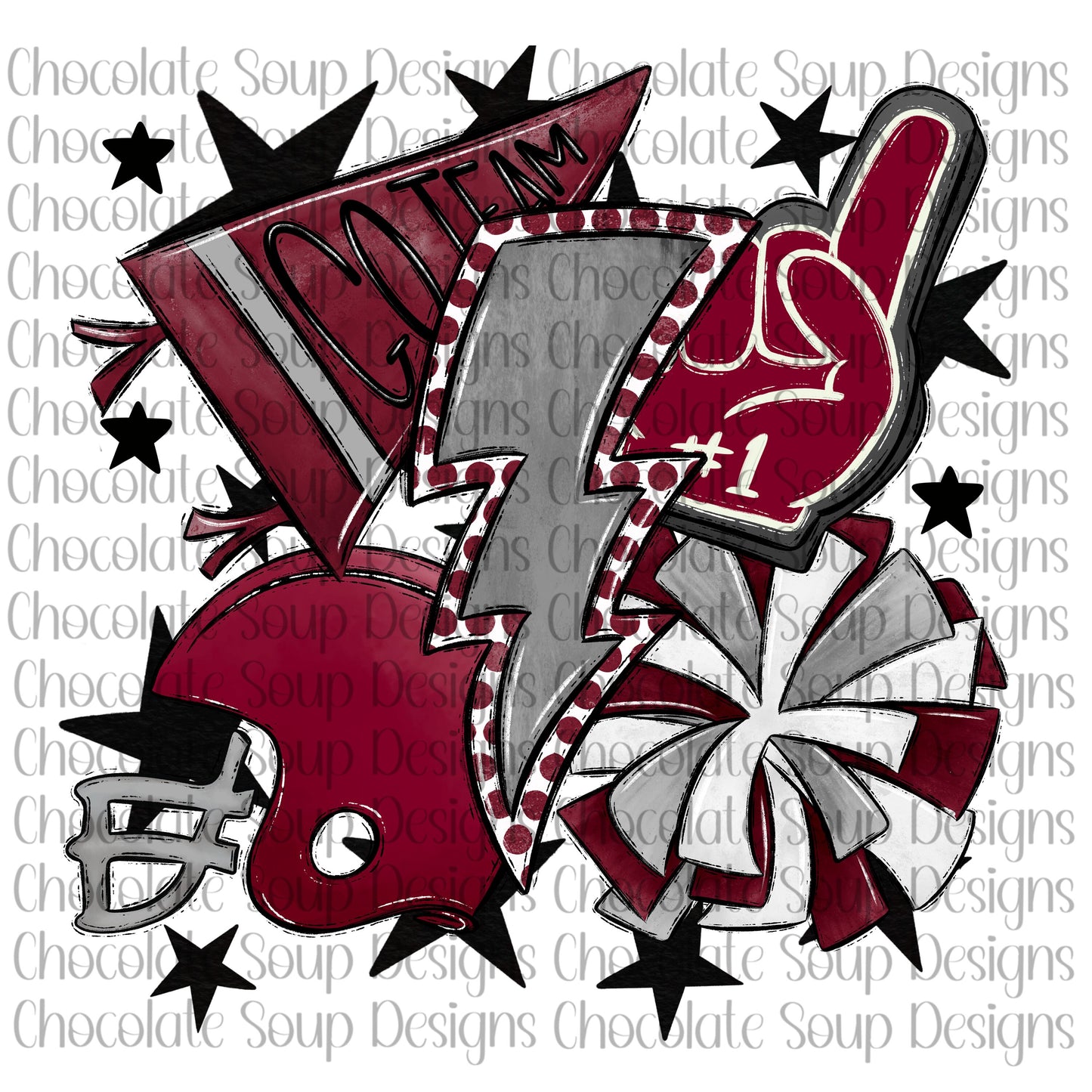 Football Collage-Maroon Gray