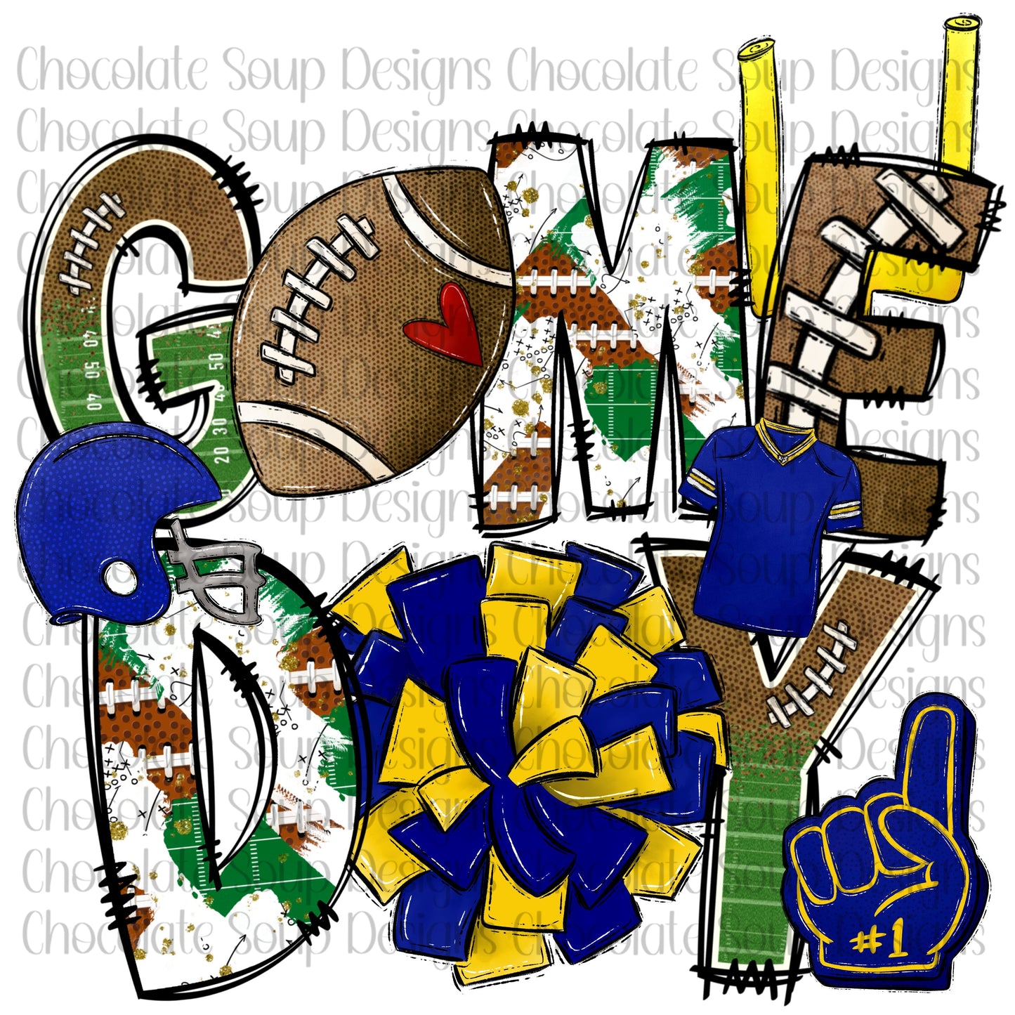 Football Game Day-Blue Gold