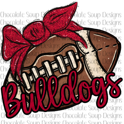 Bulldogs Football-Red Glitter Bow