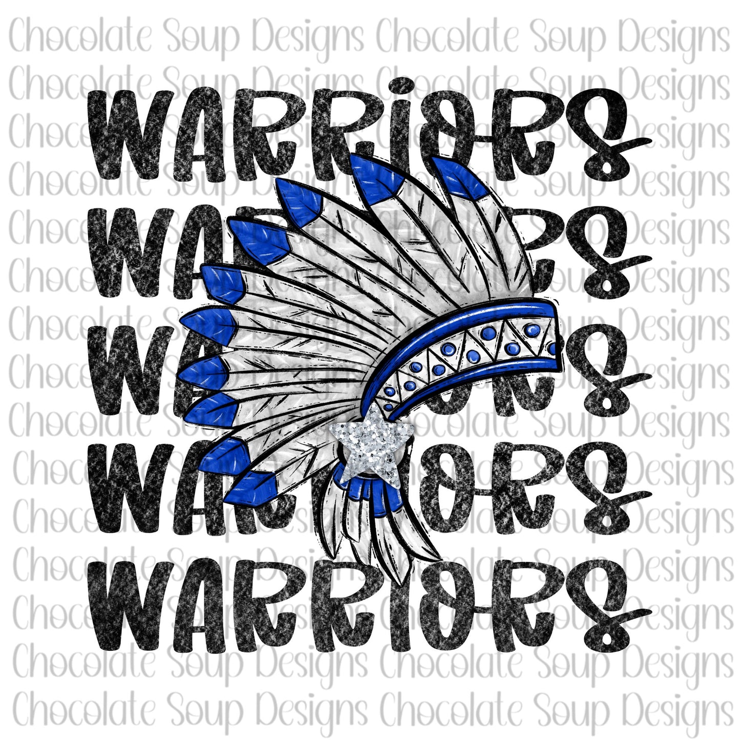 Warriors Preppy Mascot-Blue Silver