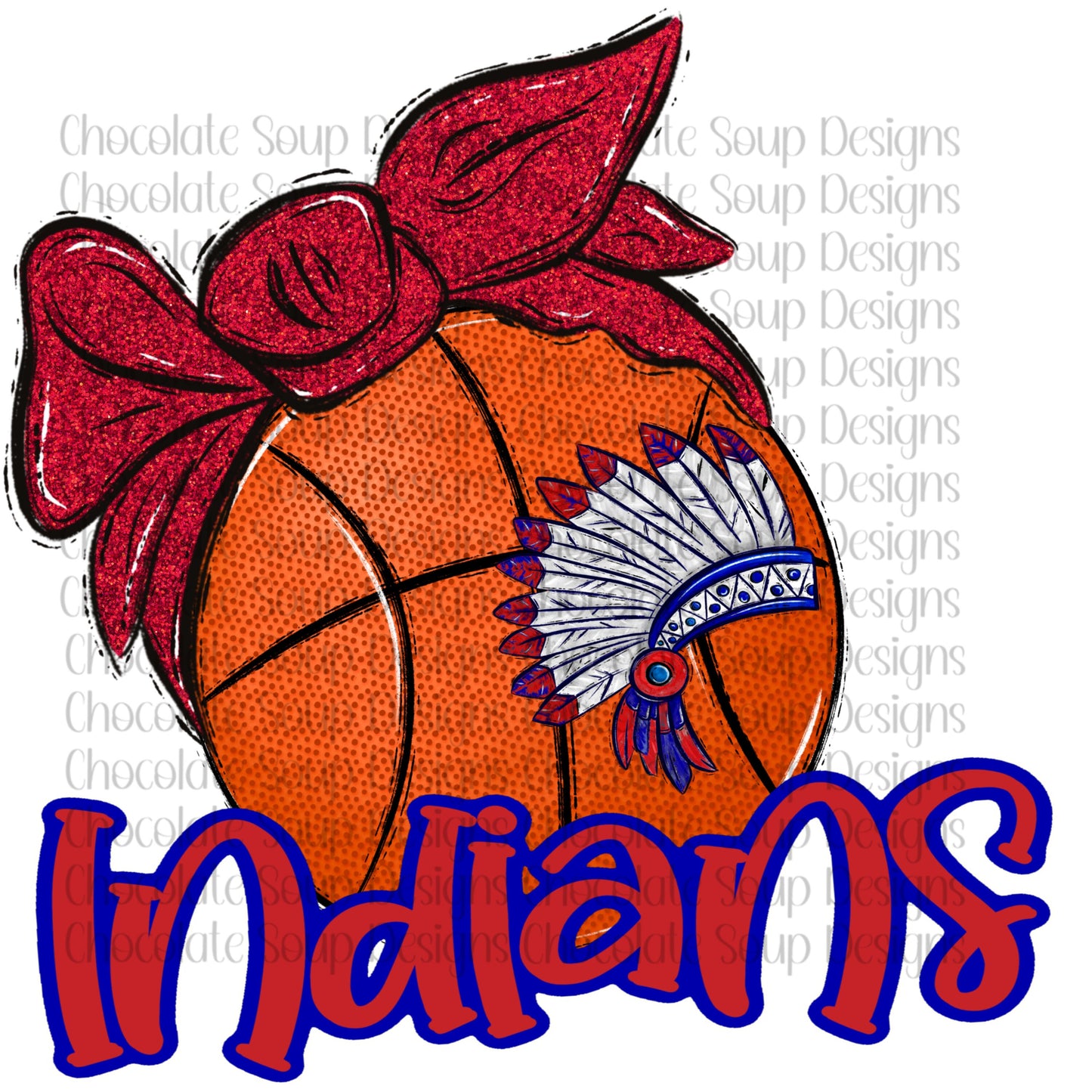 Basketball Indians with Red Glitter Bow