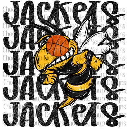 Jackets Basketball Preppy Mascot-Basketball Eyes