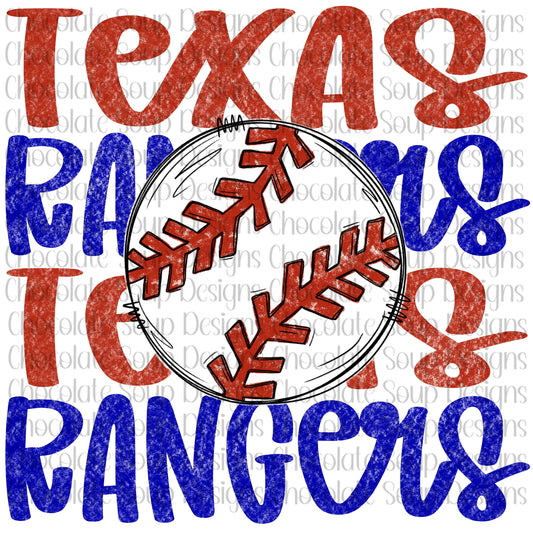 Rangers Baseball Preppy Mascot-Red White Blue