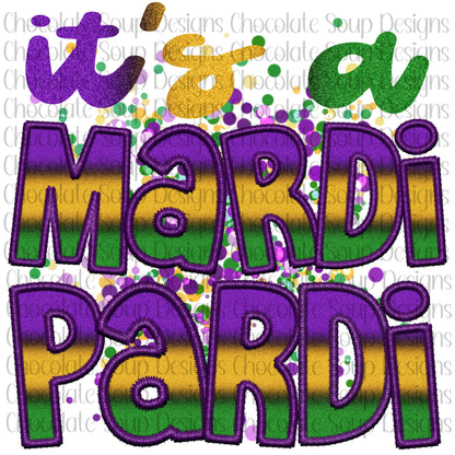 It's A Mardi Pardi-Faux Embroidery