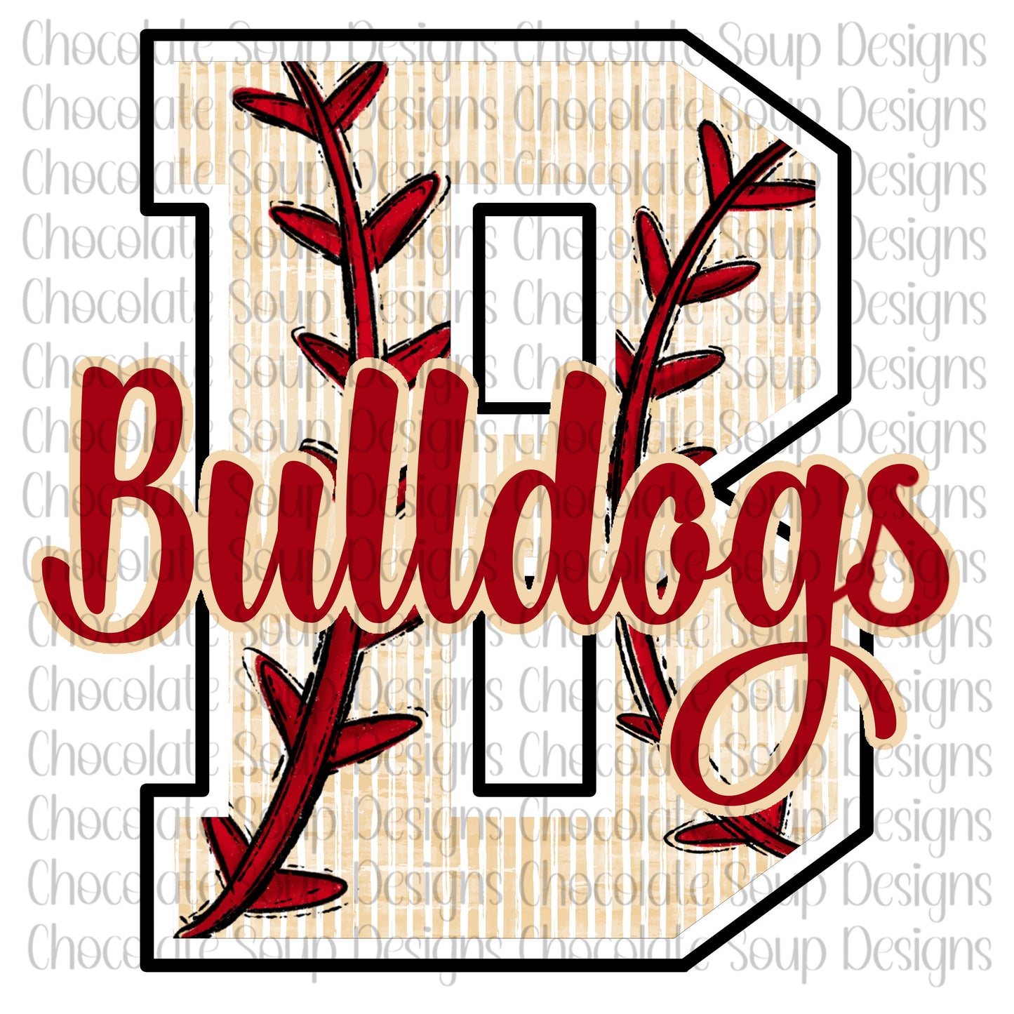 Baseball Bulldogs Varsity Letter Red